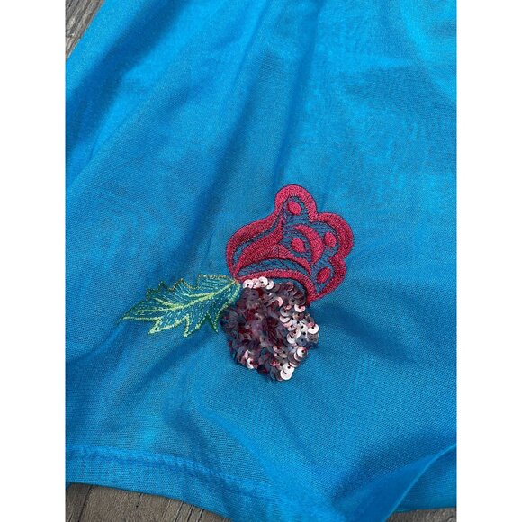 Vintage Y2K Victoria's Secret Mesh Babydoll Slip Nightgown Medium Blue Sequins - Picture 7 of 7